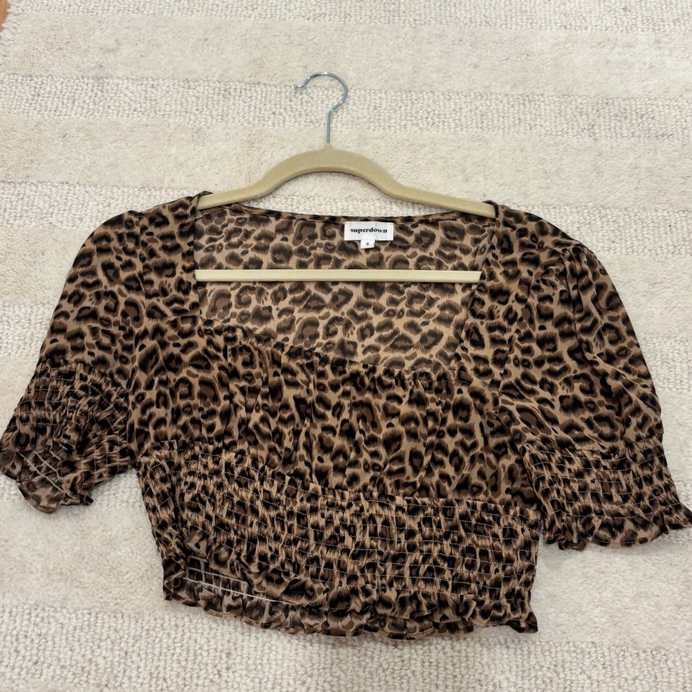 Leopard Print Cropped Blouse